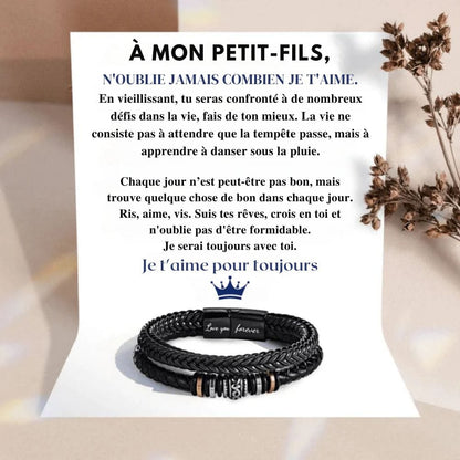 À mon petit-fils - Love You Forever - Bracelet en cuir